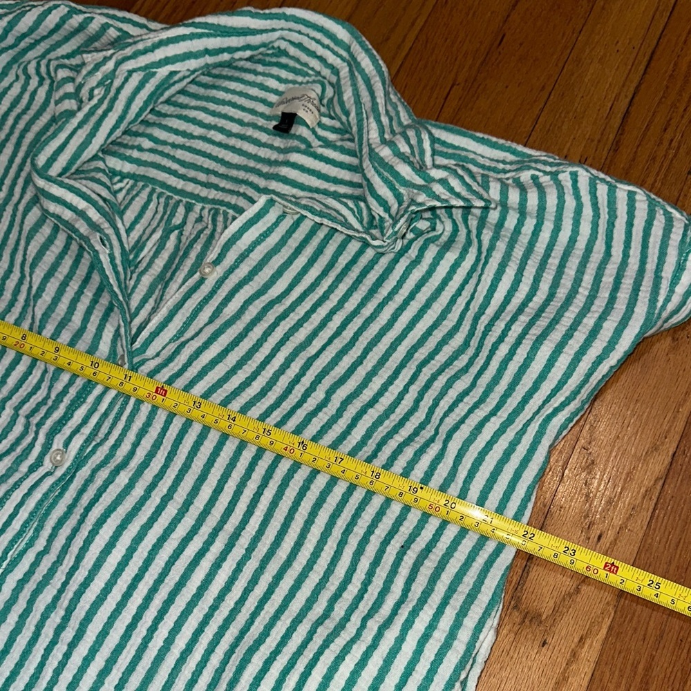 Universal Thread Teal And White Striped Cover Up - image 4